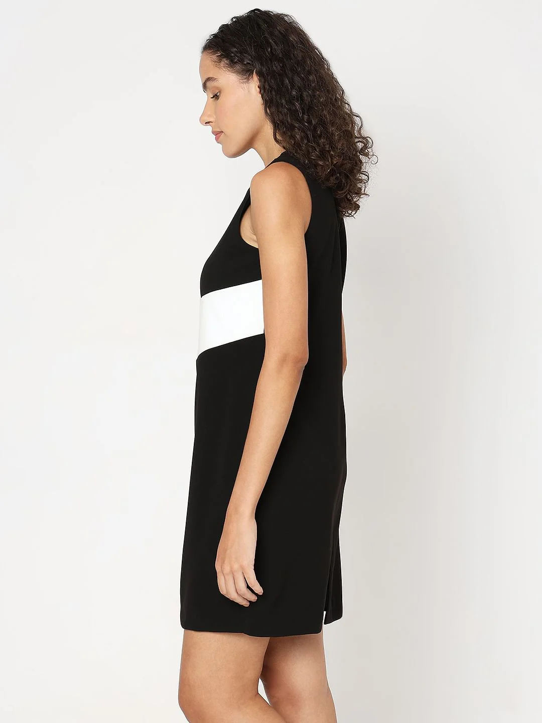 Black Colourblocked Mini Dress - Image 3