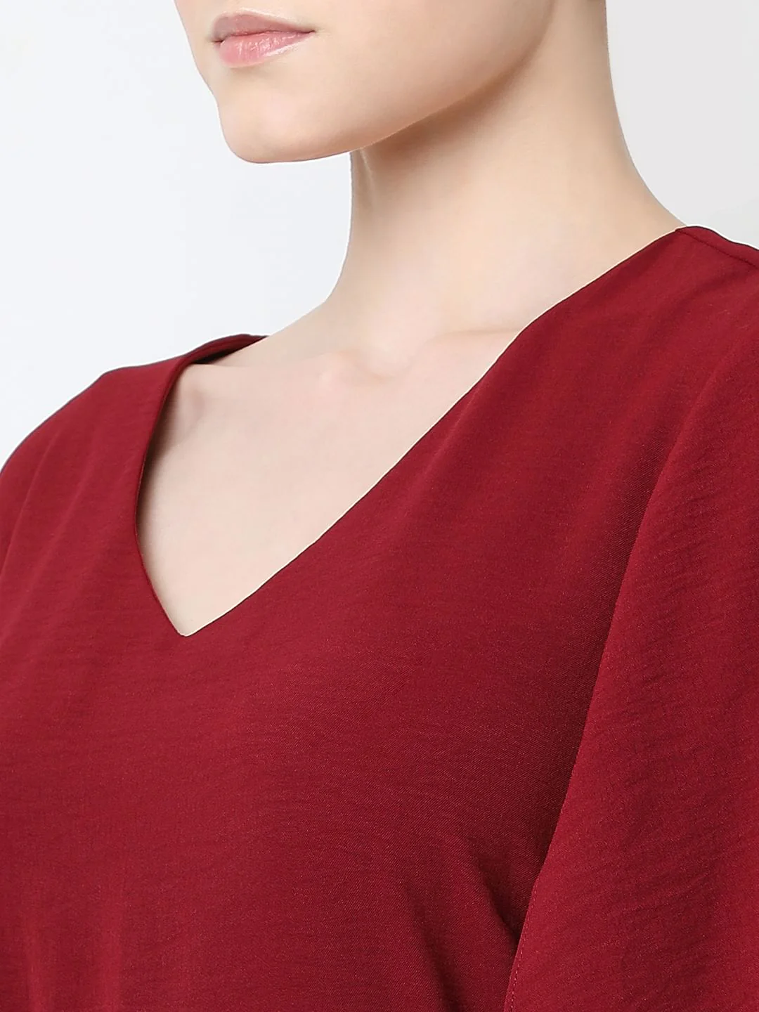 Red V-Neck Mini Dress - Image 8