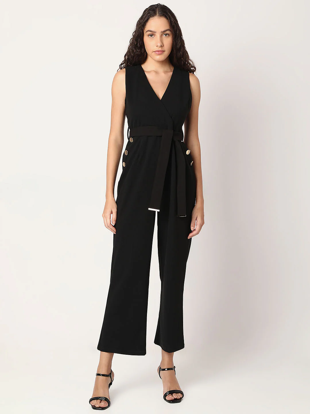 Black V-Neck Jumpsuit - Image 2