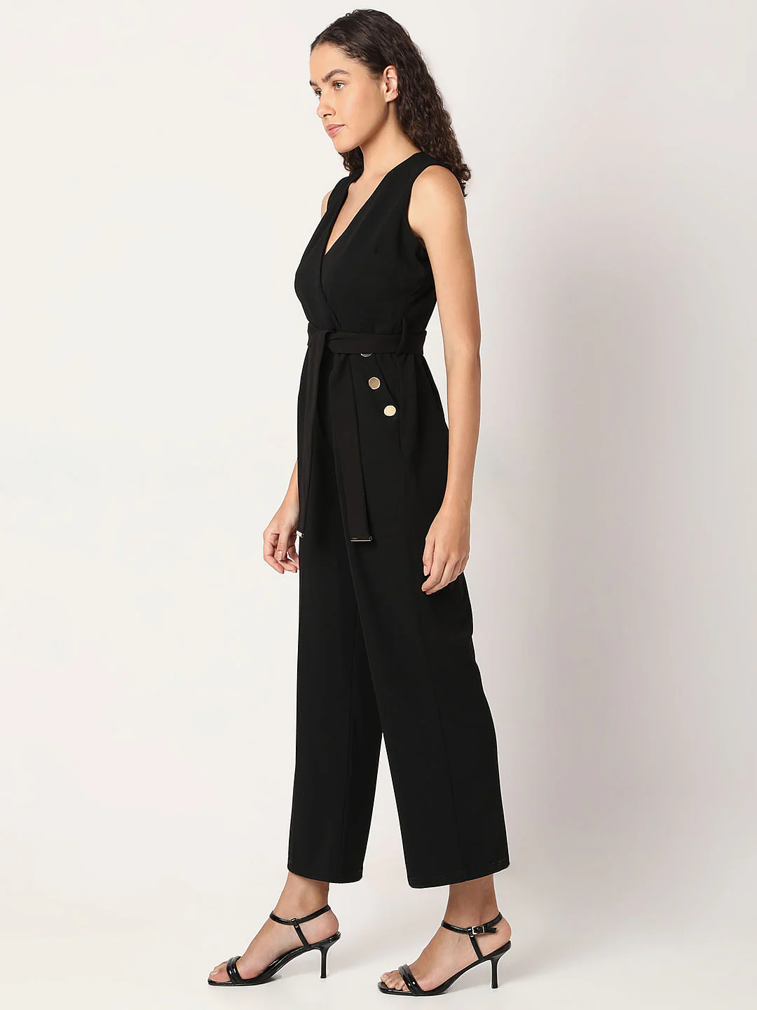 Black V-Neck Jumpsuit - Image 3