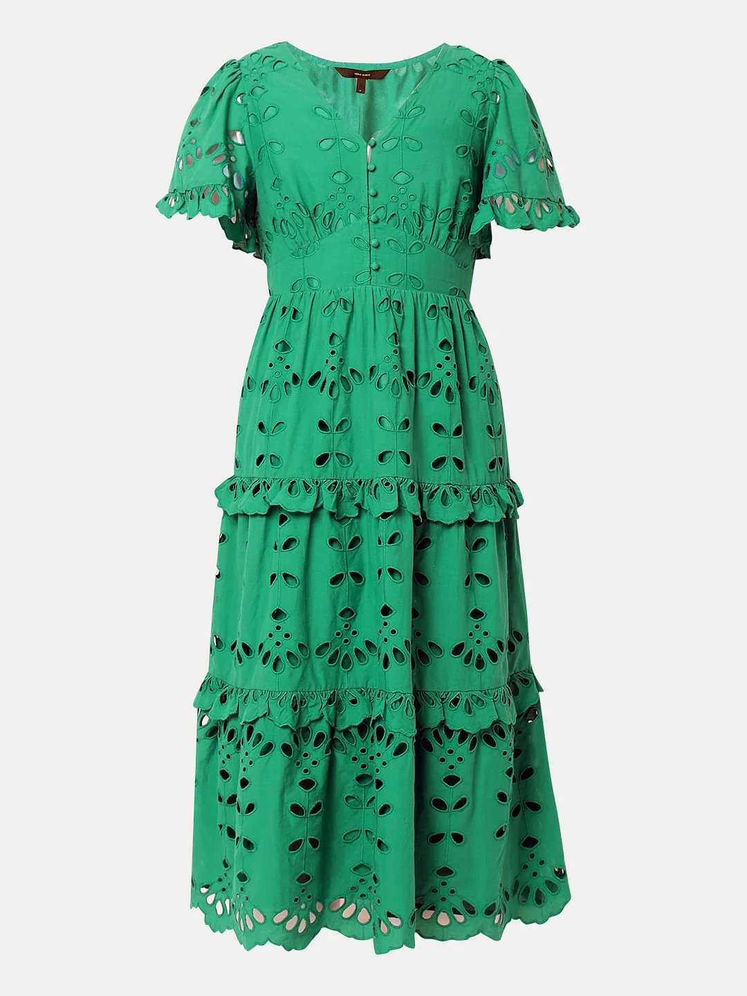 Green Floral Cut-Out Midi Dress - Image 7