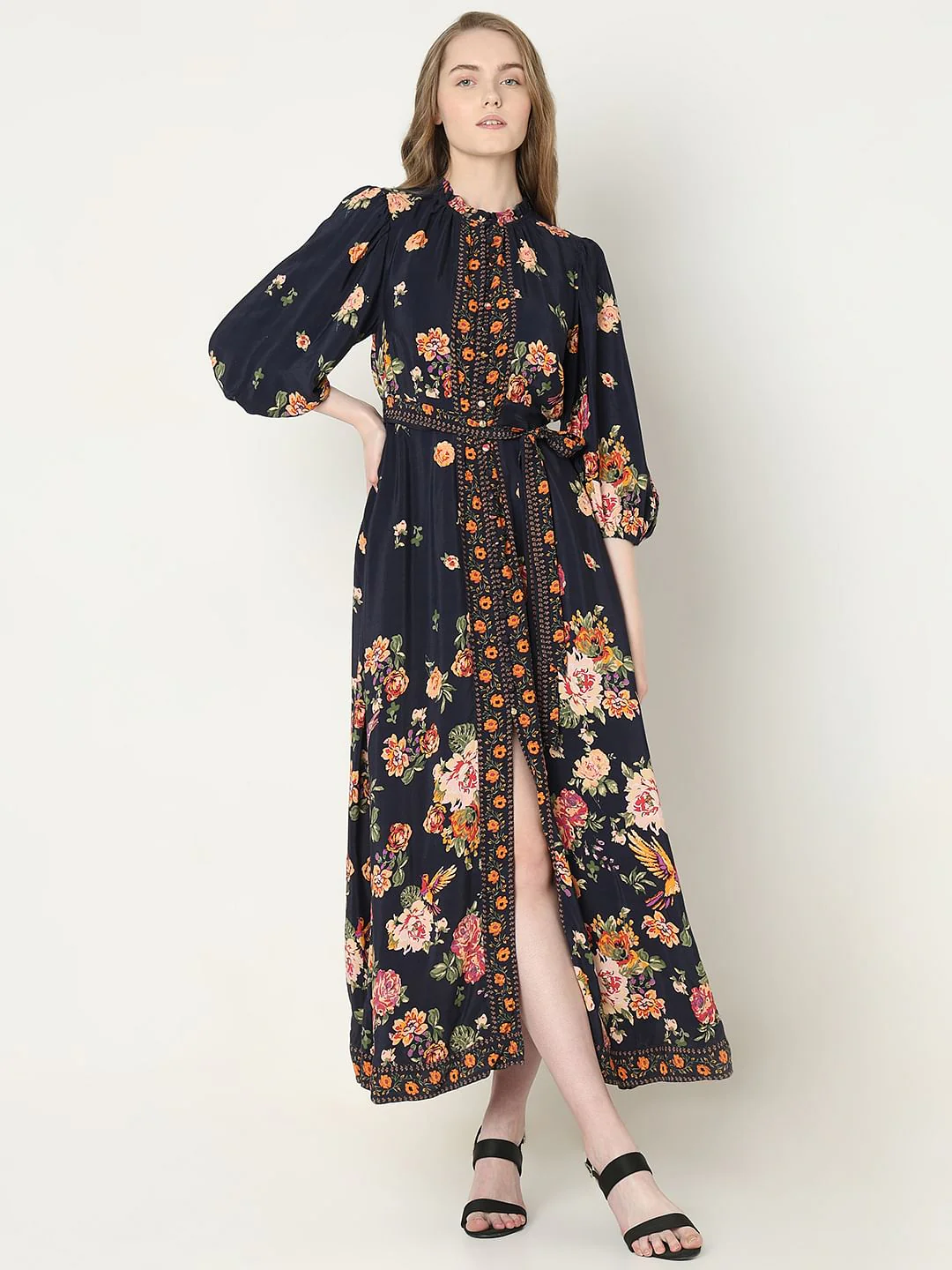 Blue Floral Print Dress - Image 2