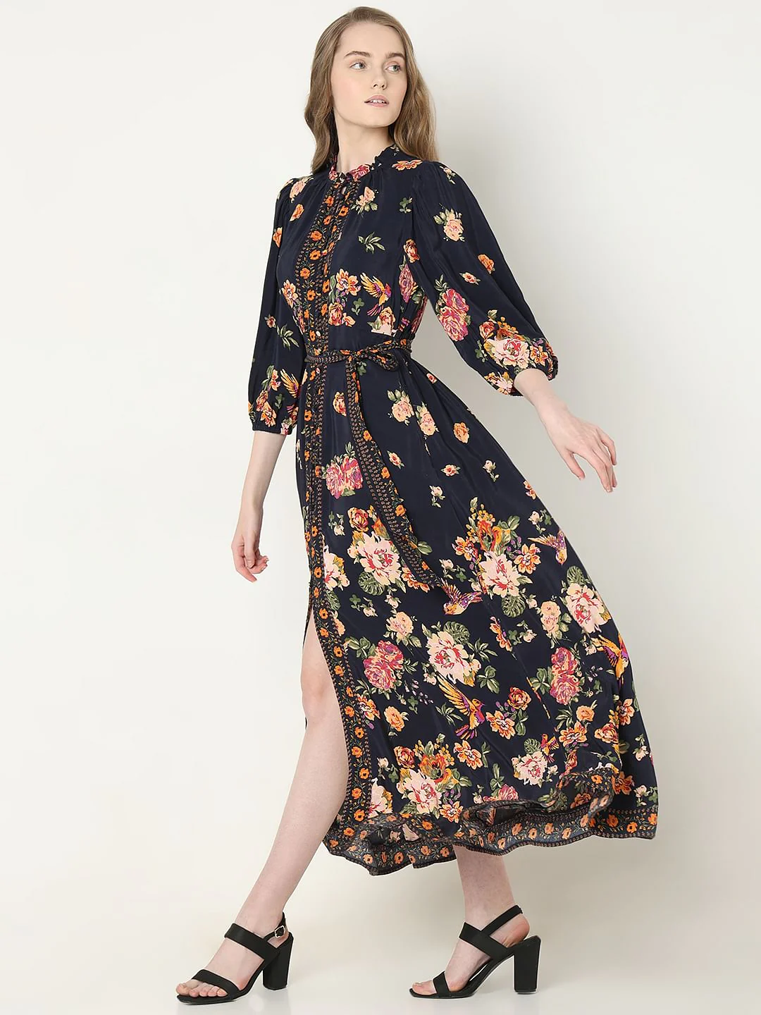 Blue Floral Print Dress - Image 3