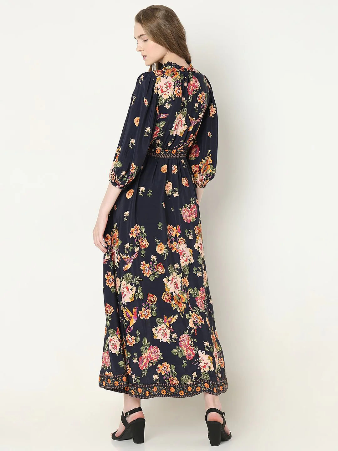 Blue Floral Print Dress - Image 4