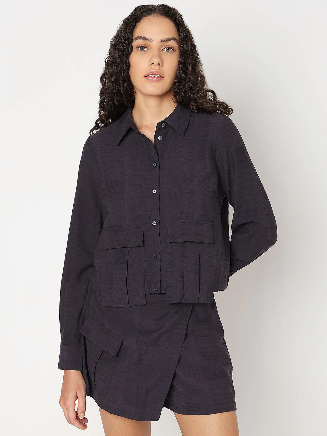Navy Blue Co-Ord Set Shirt - Image 2