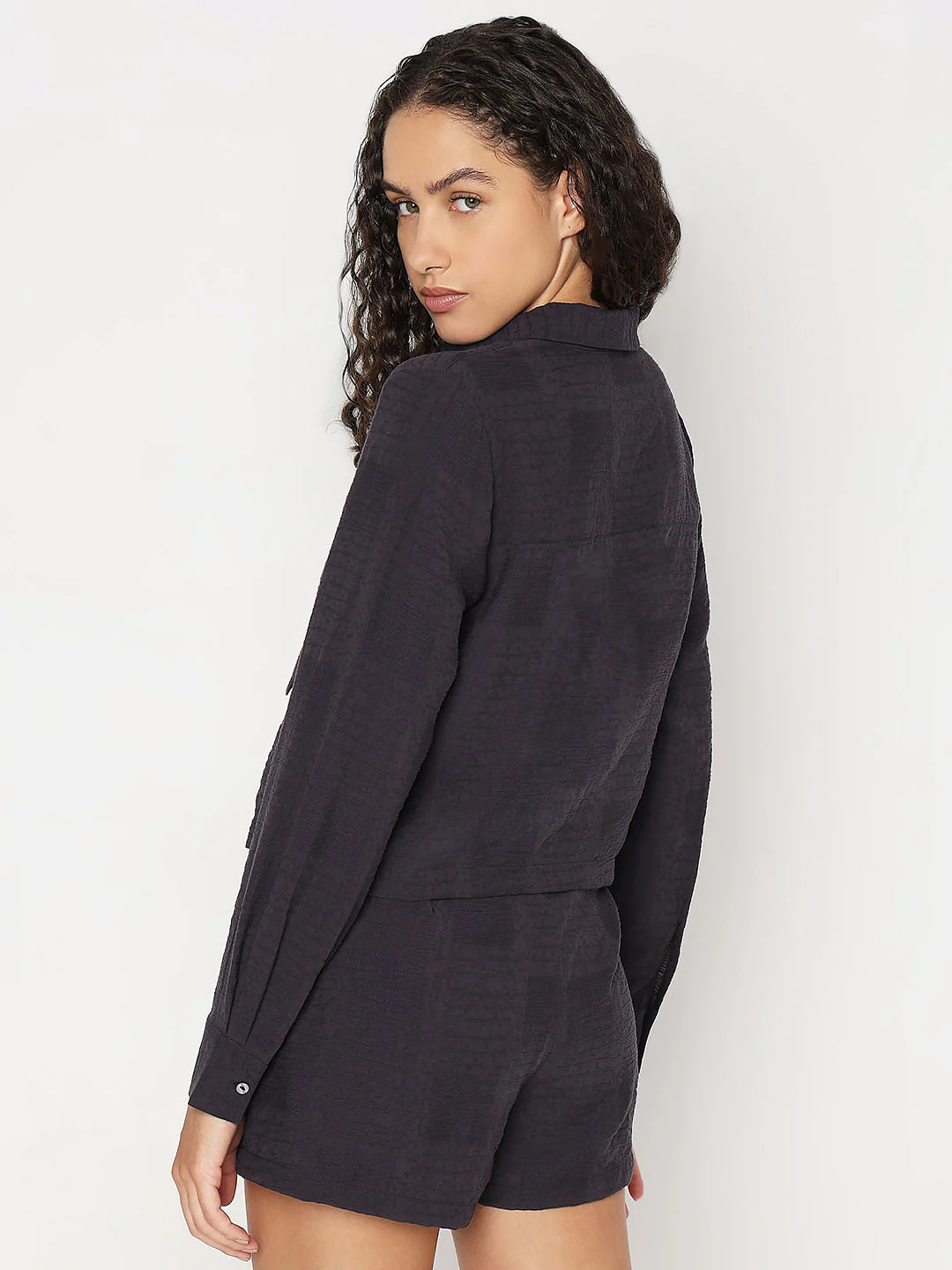 Navy Blue Co-Ord Set Shirt - Image 4
