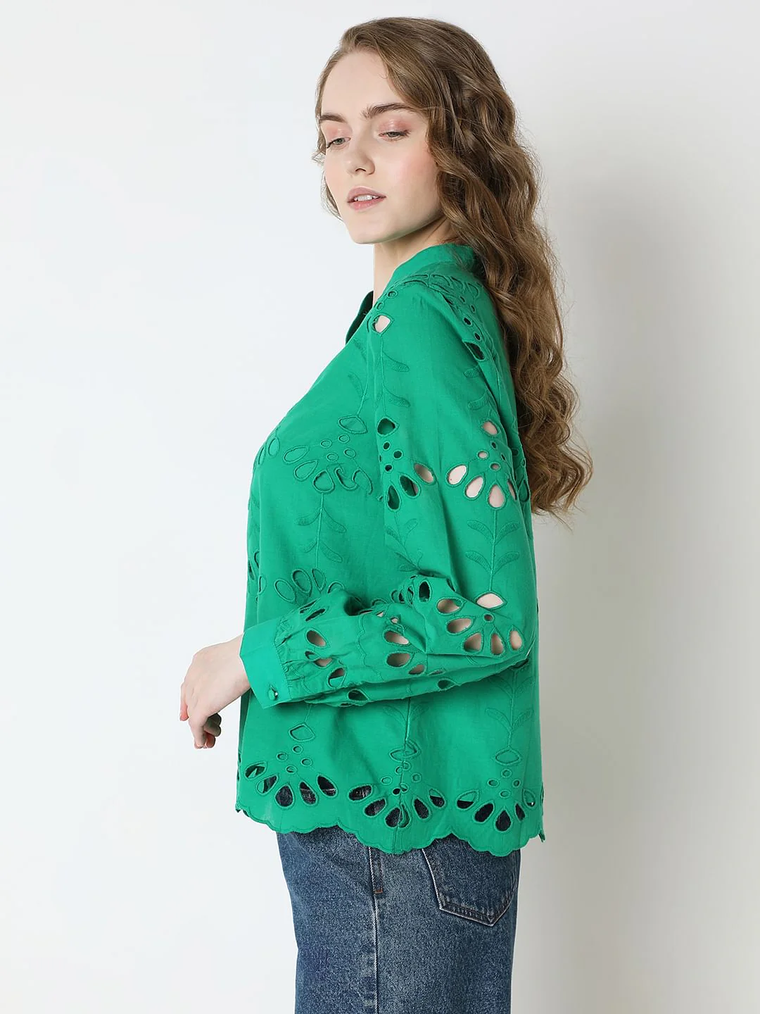 Green Floral Cut-Out Top - Image 3