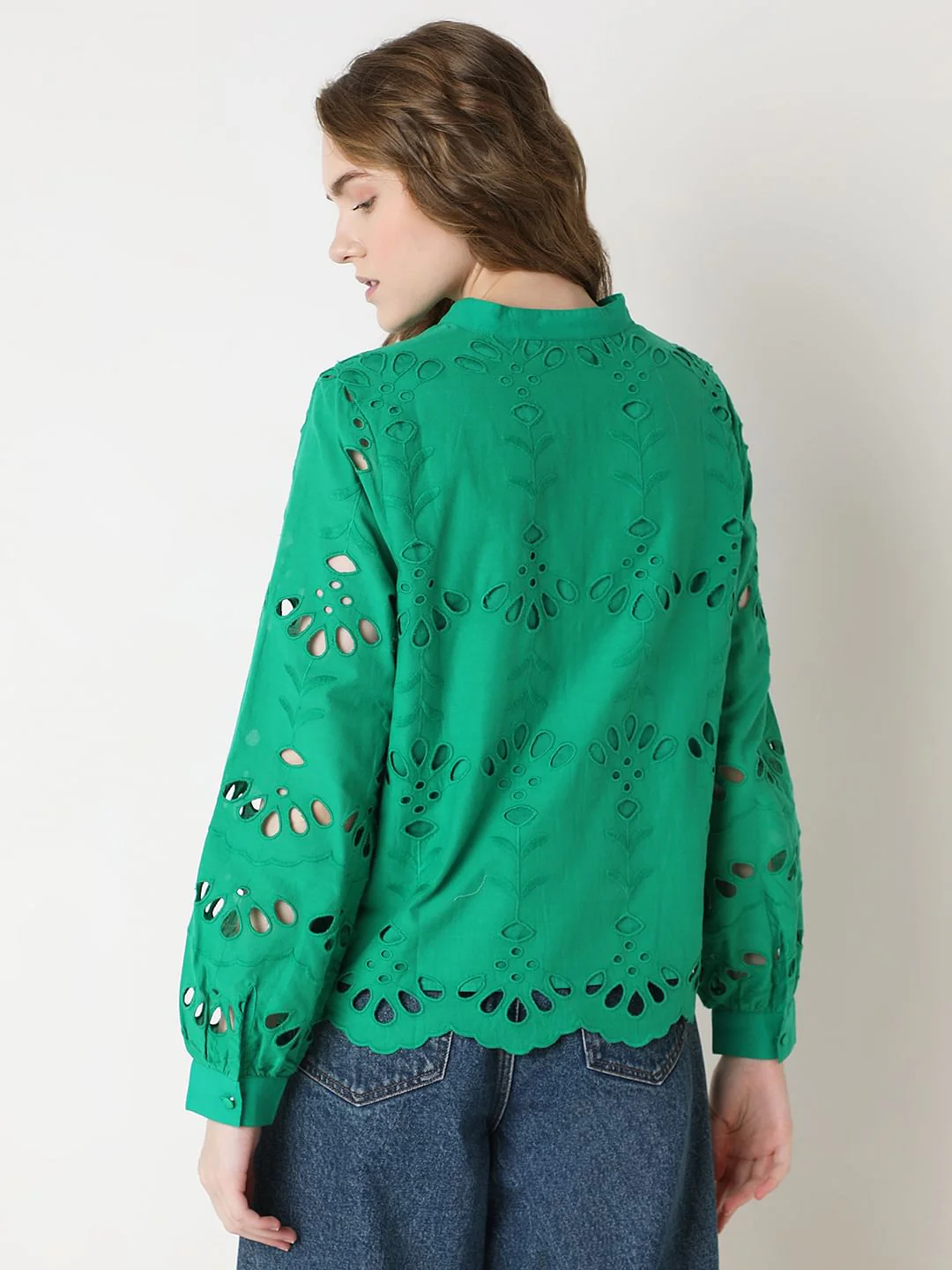 Green Floral Cut-Out Top - Image 4