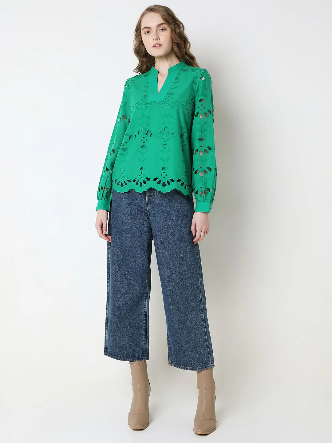 Green Floral Cut-Out Top - Image 5