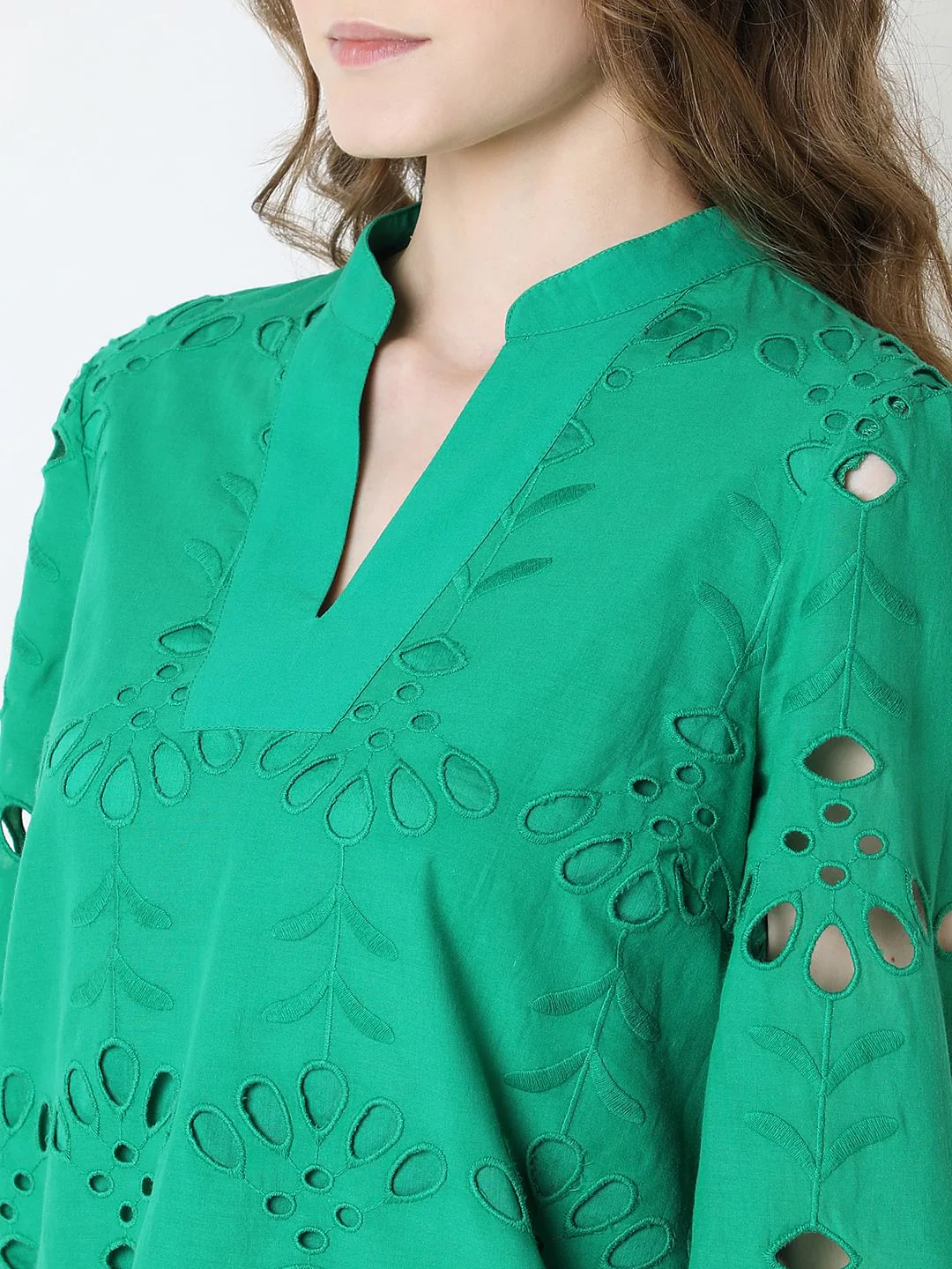 Green Floral Cut-Out Top - Image 8