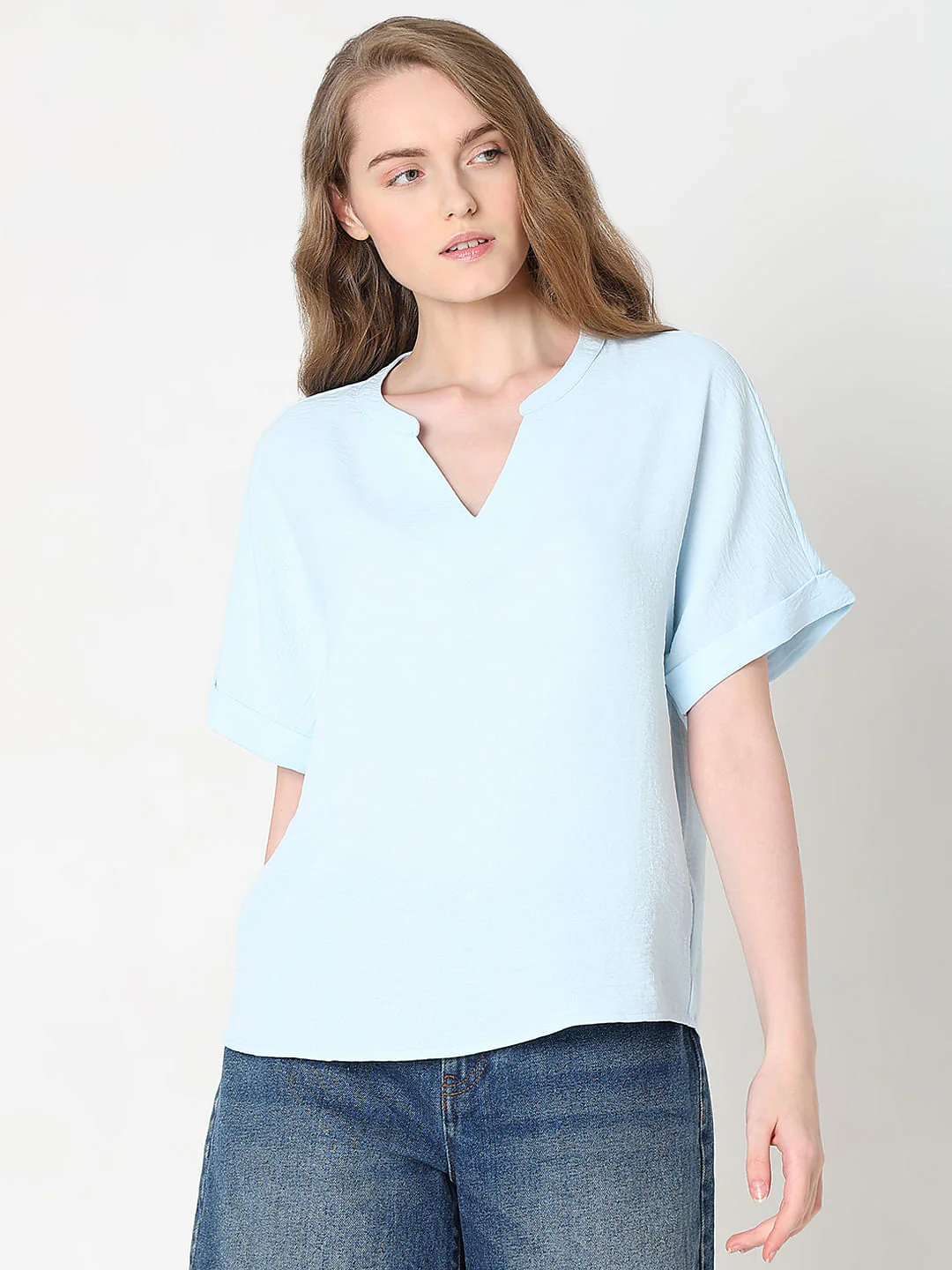 Light Blue V-Neck Top - Image 2