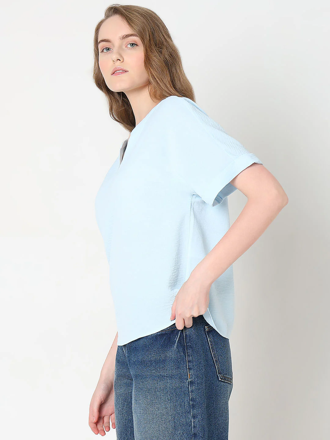 Light Blue V-Neck Top - Image 3
