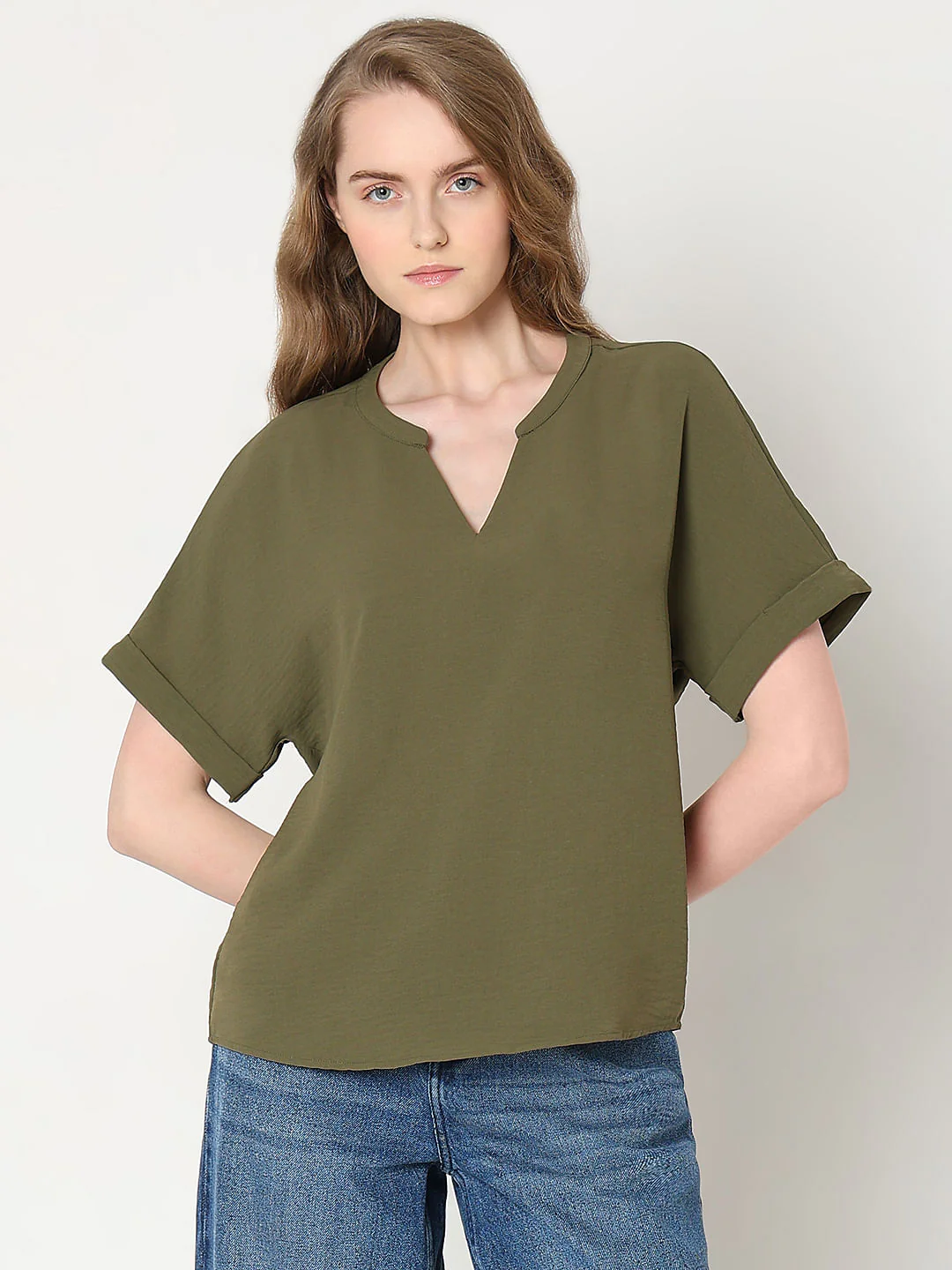Dark Green V-Neck Top - Image 2