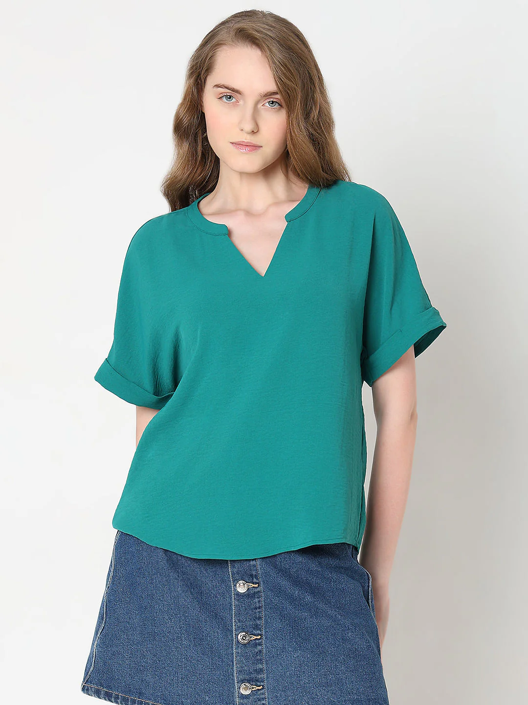 Green V-Neck Top - Image 2