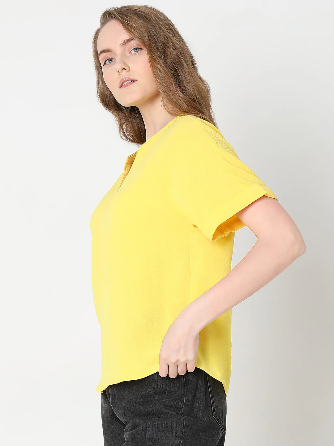 Bright Yellow V-Neck Top - Image 3
