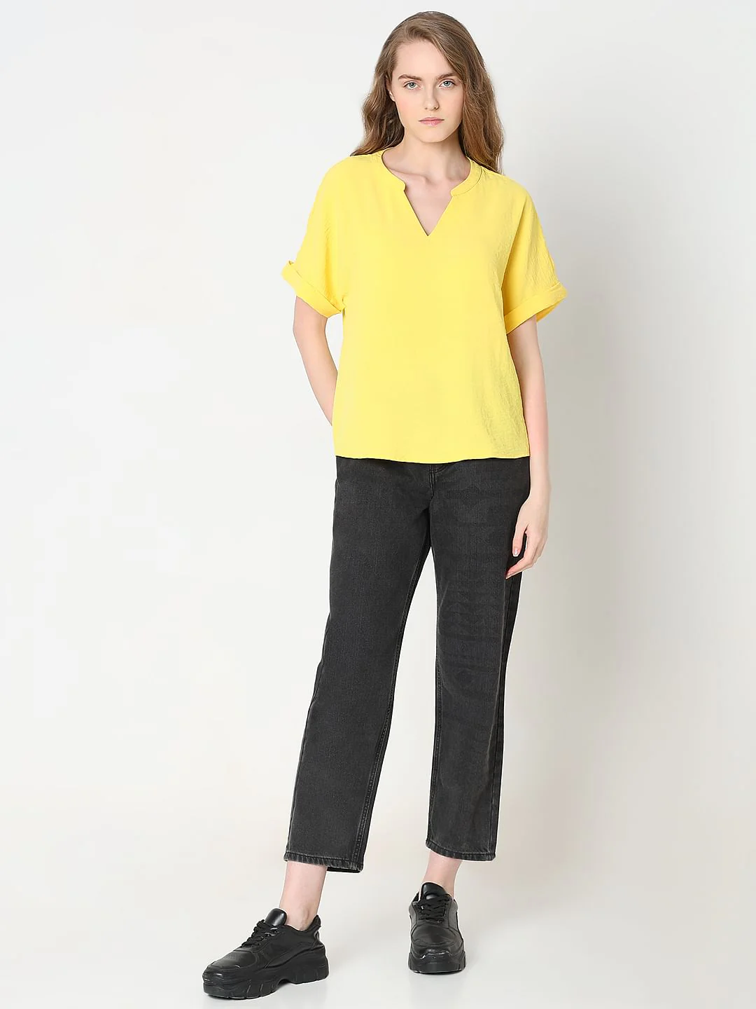 Bright Yellow V-Neck Top - Image 5