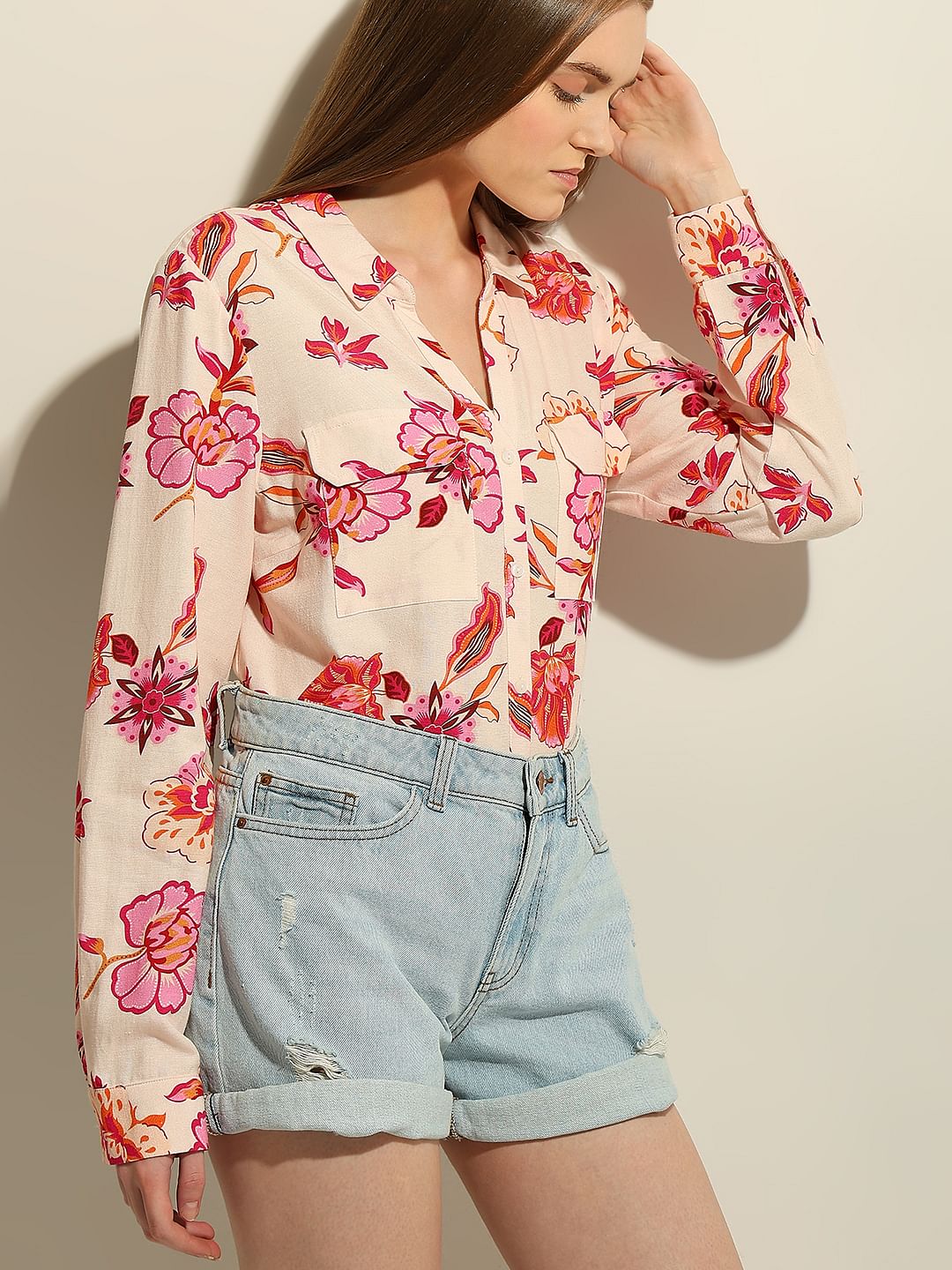 Pink Floral Print Shirt