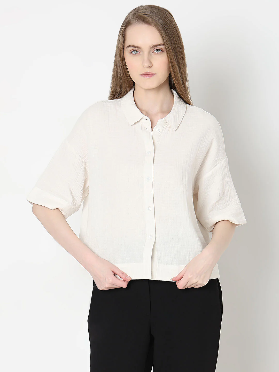 Ecru Cotton Shirt - Image 2