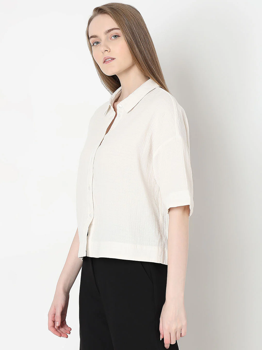 Ecru Cotton Shirt - Image 3