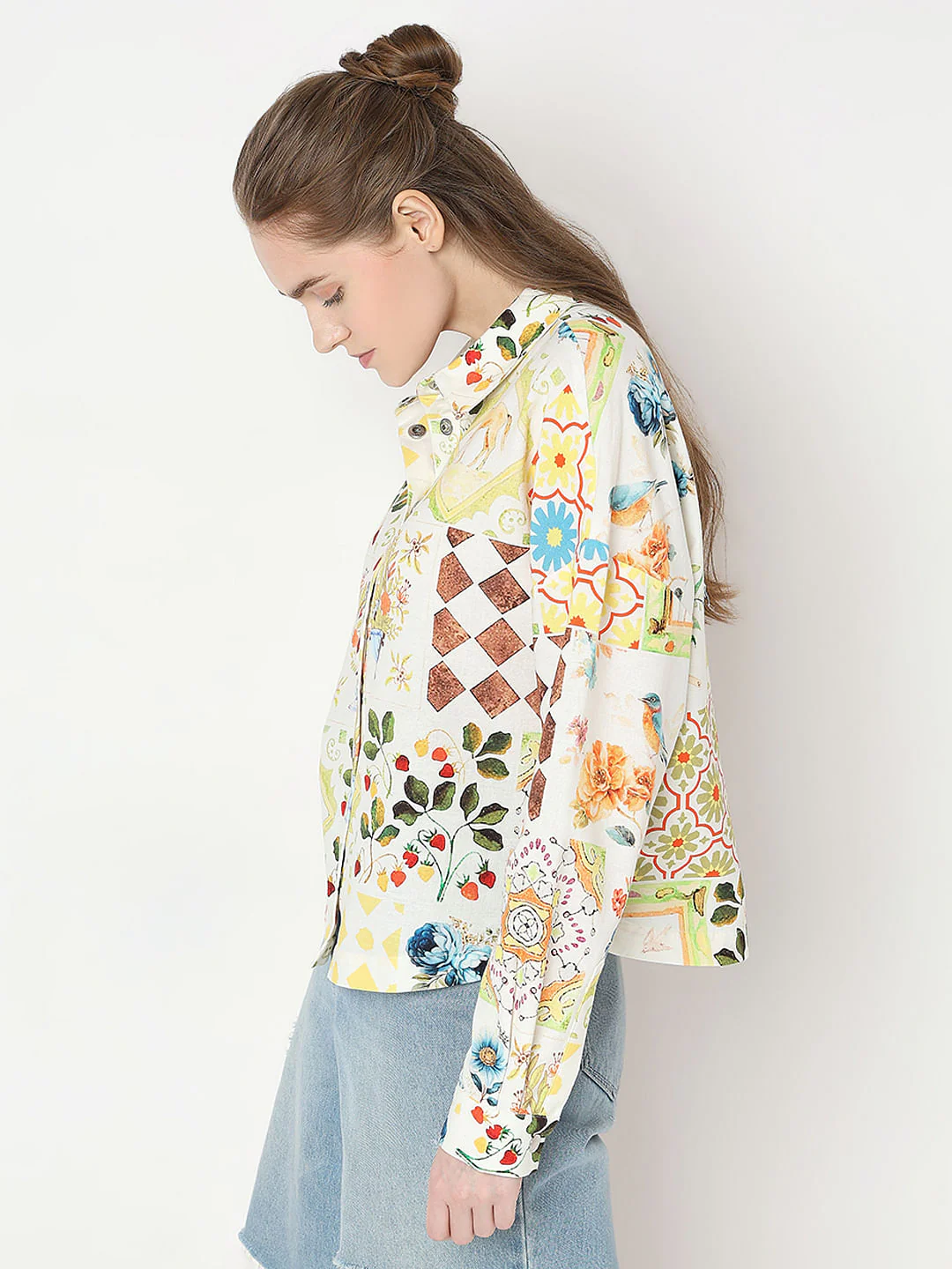 Pale Yellow Floral Print Shirt - Image 3