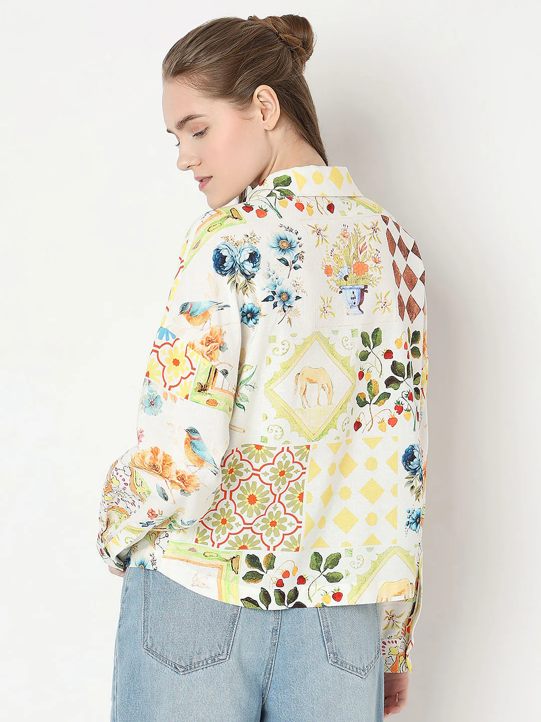 Pale Yellow Floral Print Shirt - Image 4