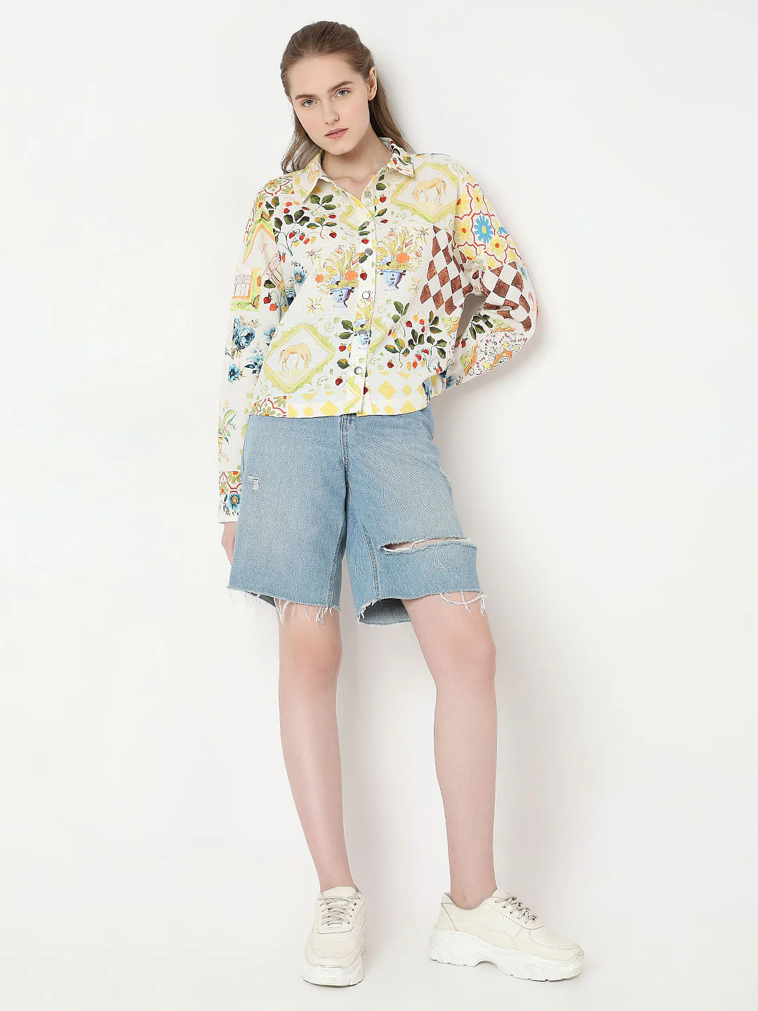 Pale Yellow Floral Print Shirt - Image 5