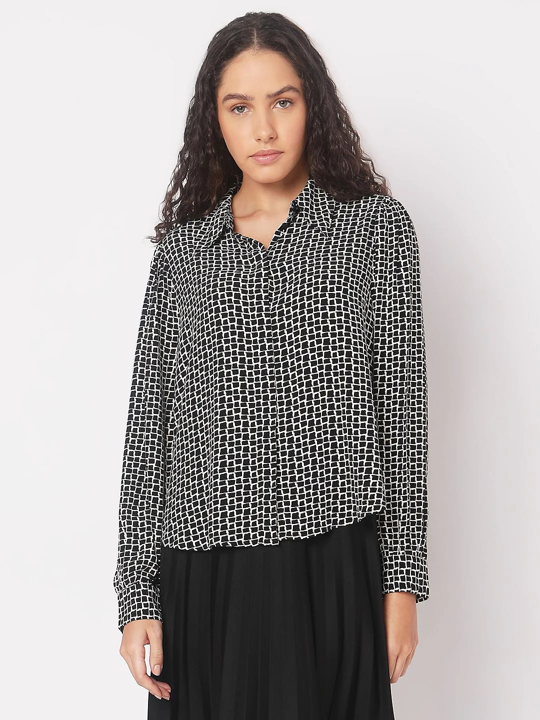 Black Abstract Print Shirt - Image 2