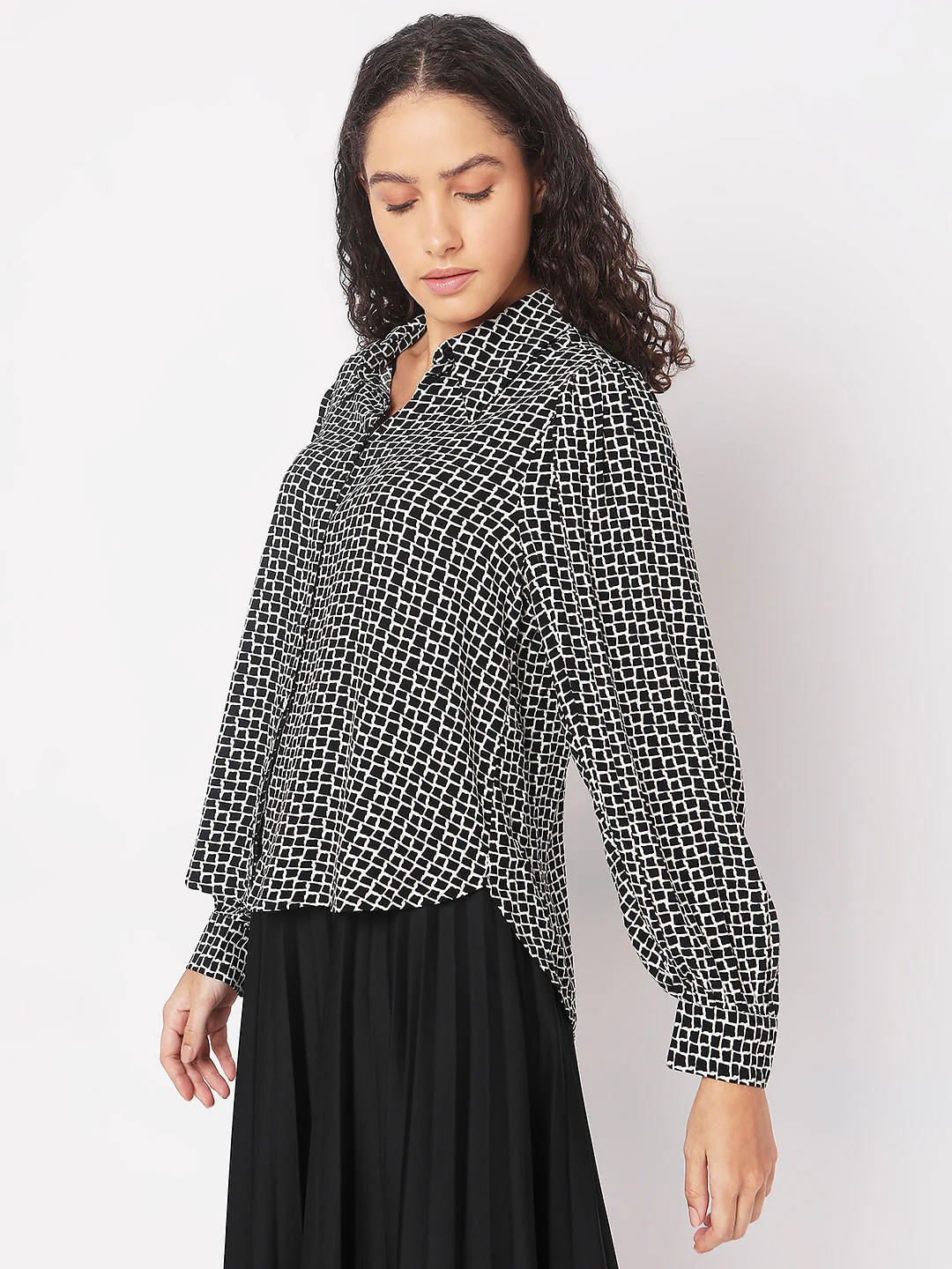 Black Abstract Print Shirt - Image 3