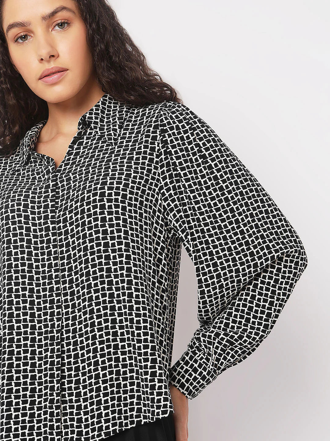 Black Abstract Print Shirt - Image 6