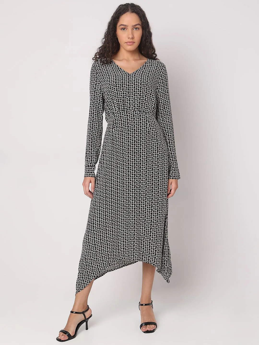 Black Abstract Print Midi Dress - Image 2