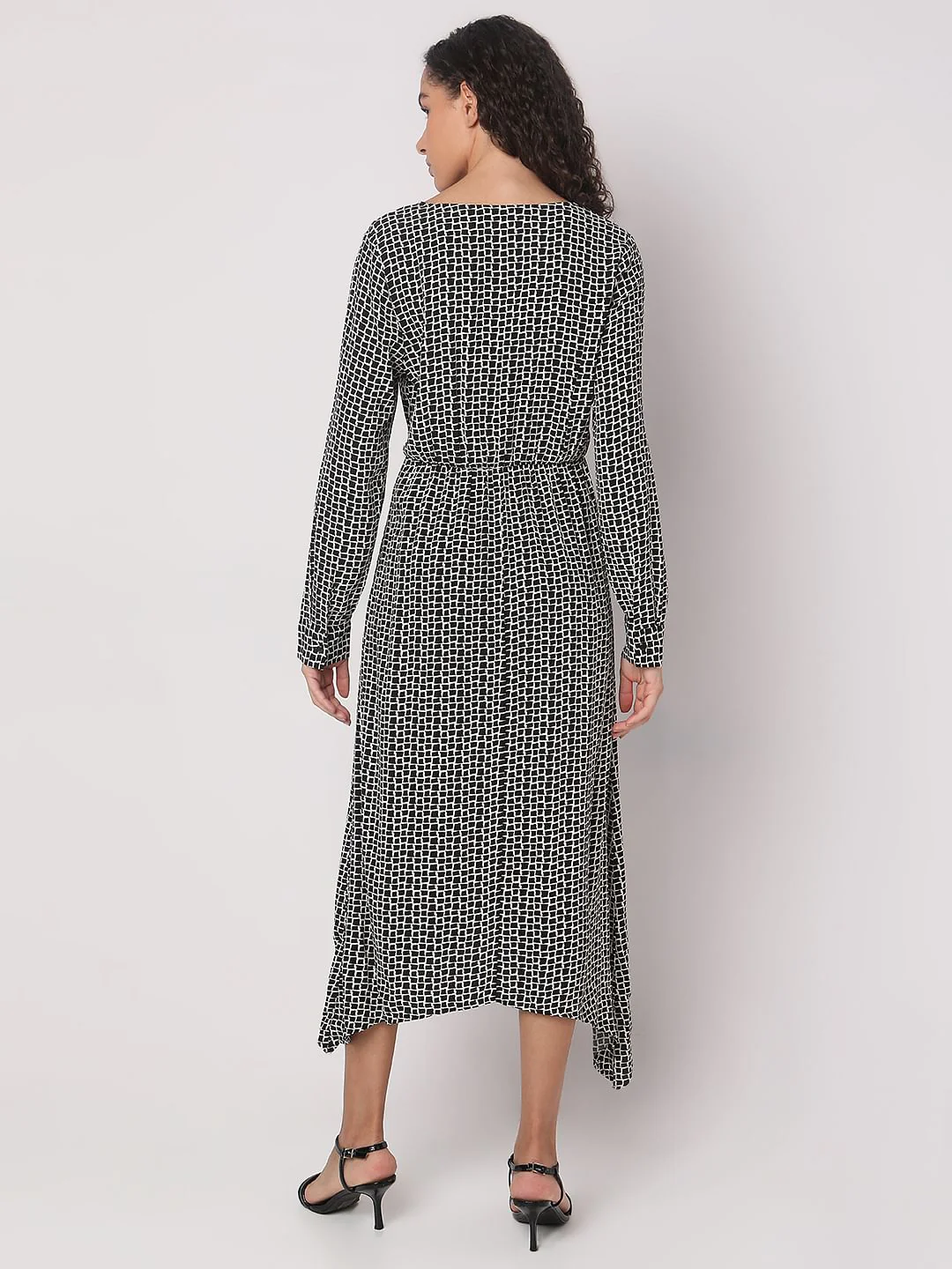 Black Abstract Print Midi Dress - Image 4