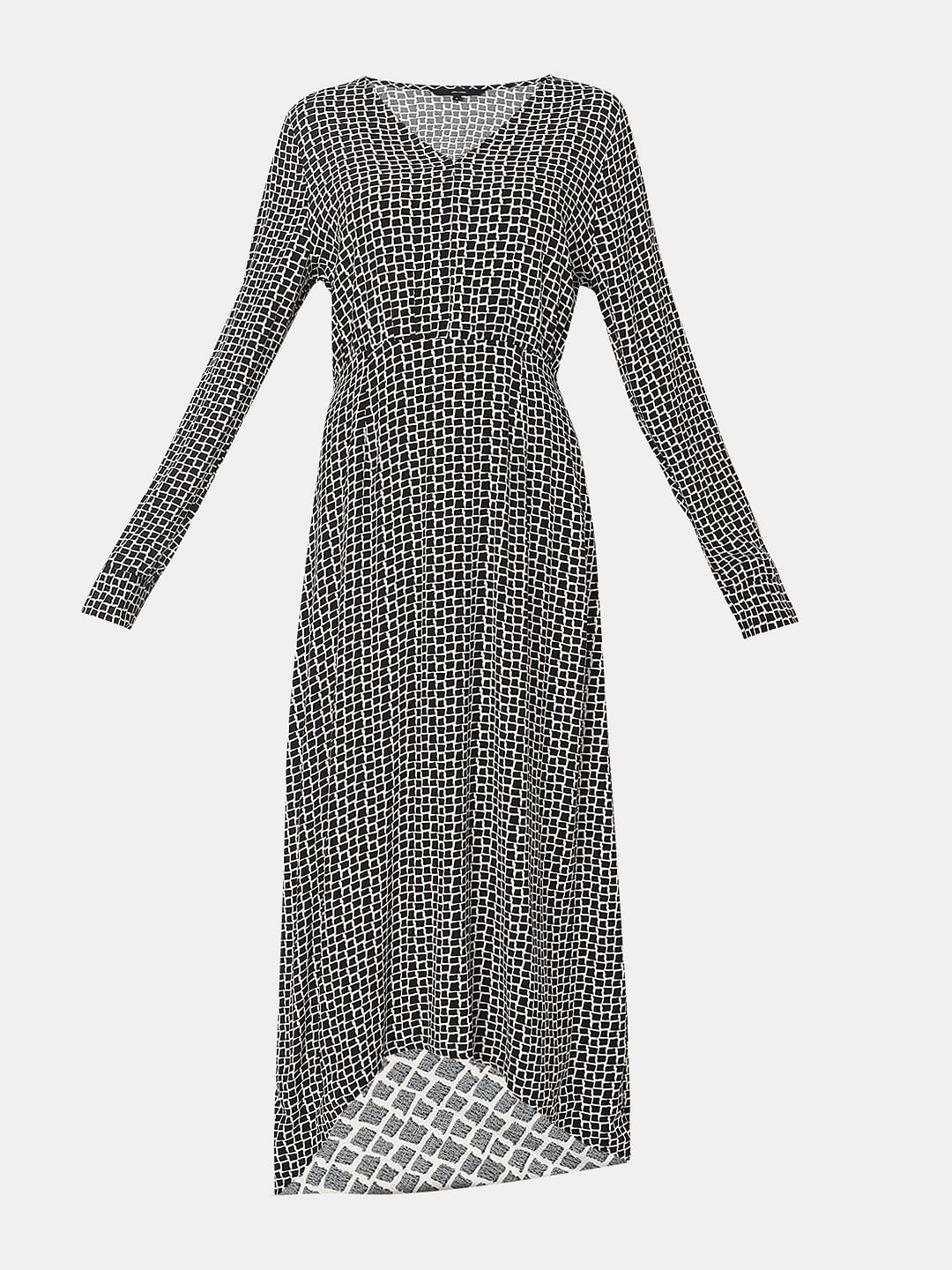 Black Abstract Print Midi Dress - Image 7
