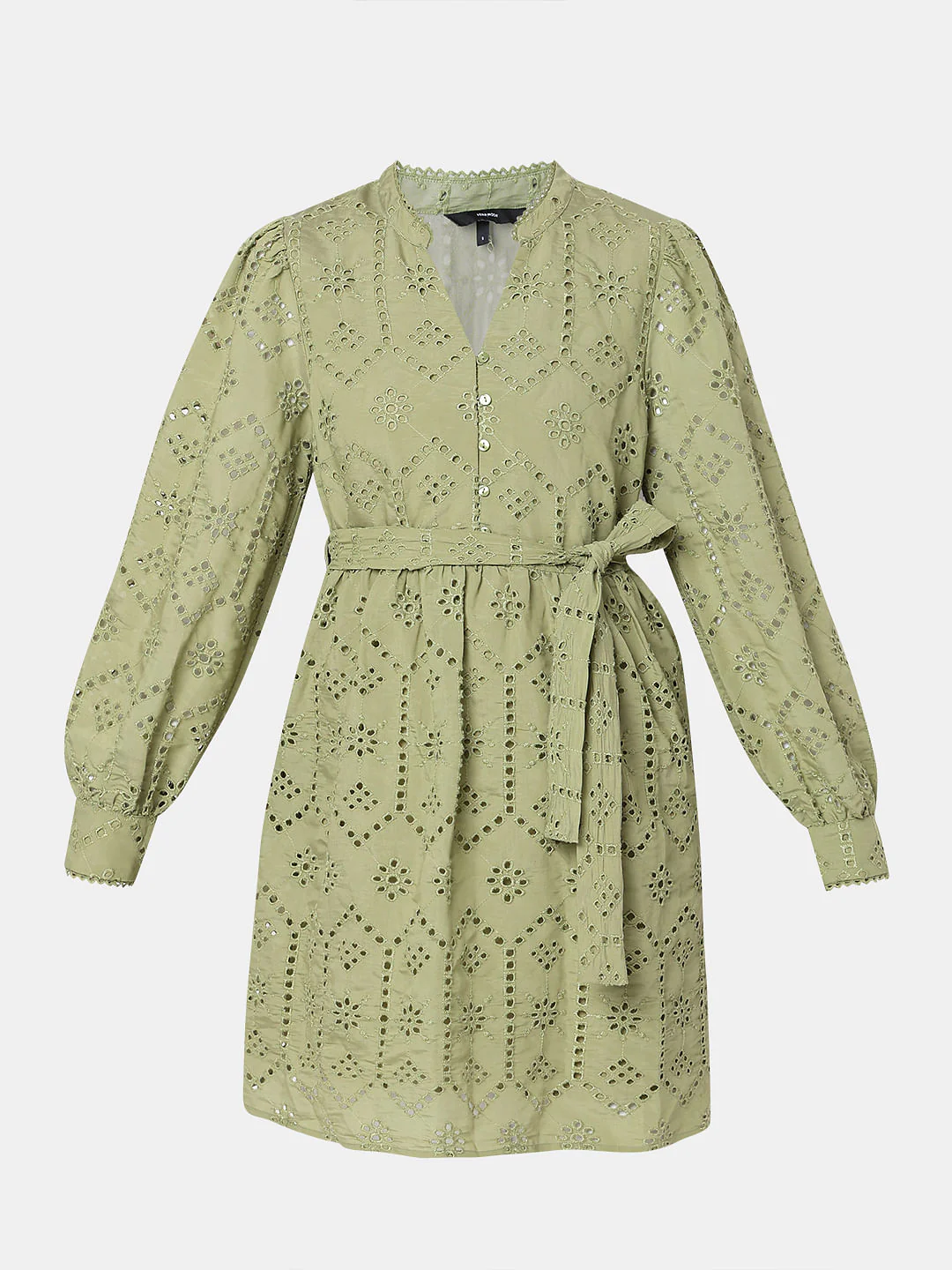Green Floral Cut-Out Fit & Flare Dress - Image 7