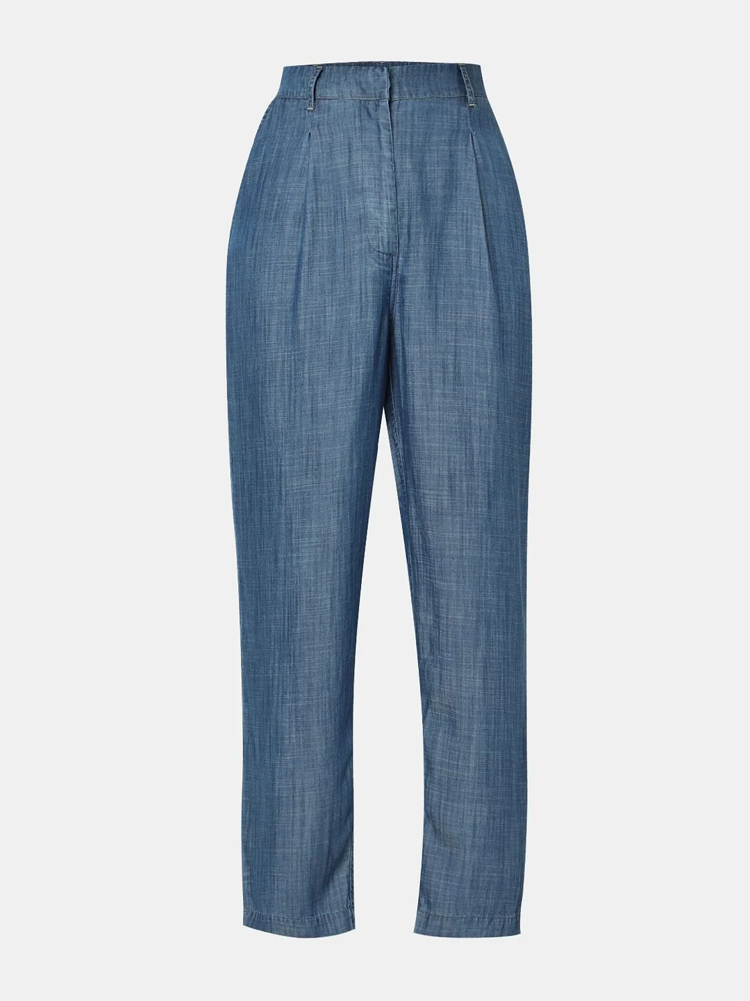 Blue High Rise Tencel Pants - Image 7