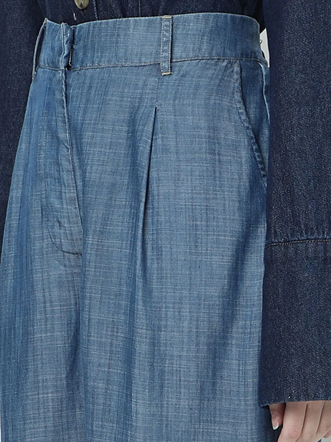 Blue High Rise Tencel Pants - Image 8