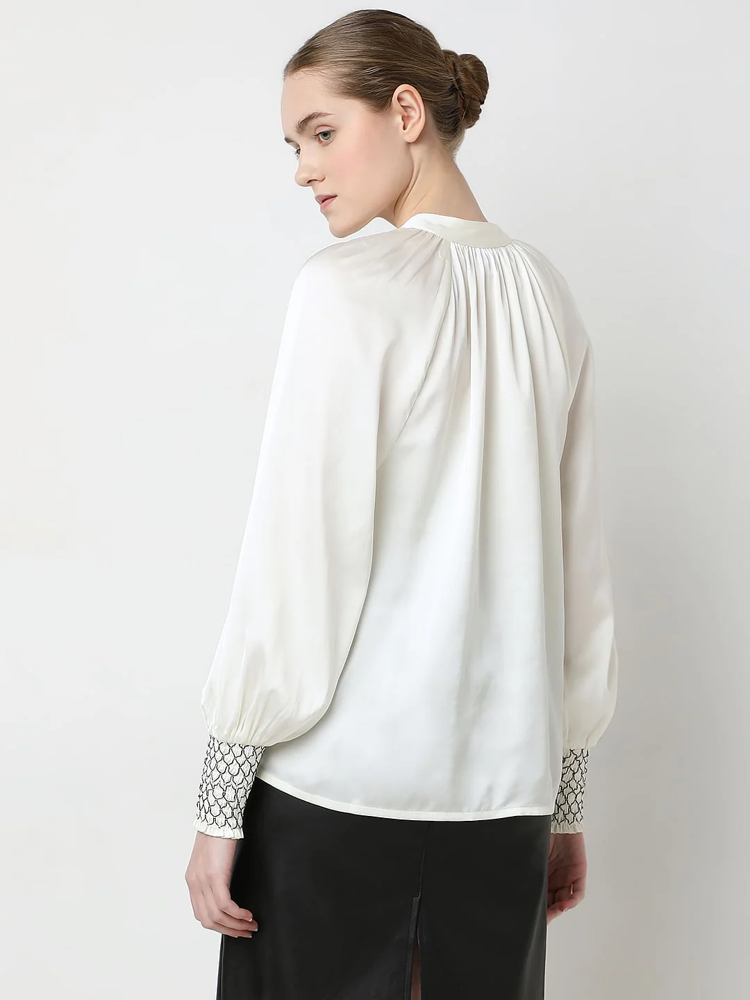 White Contrast Stitch Detail Top - Image 4