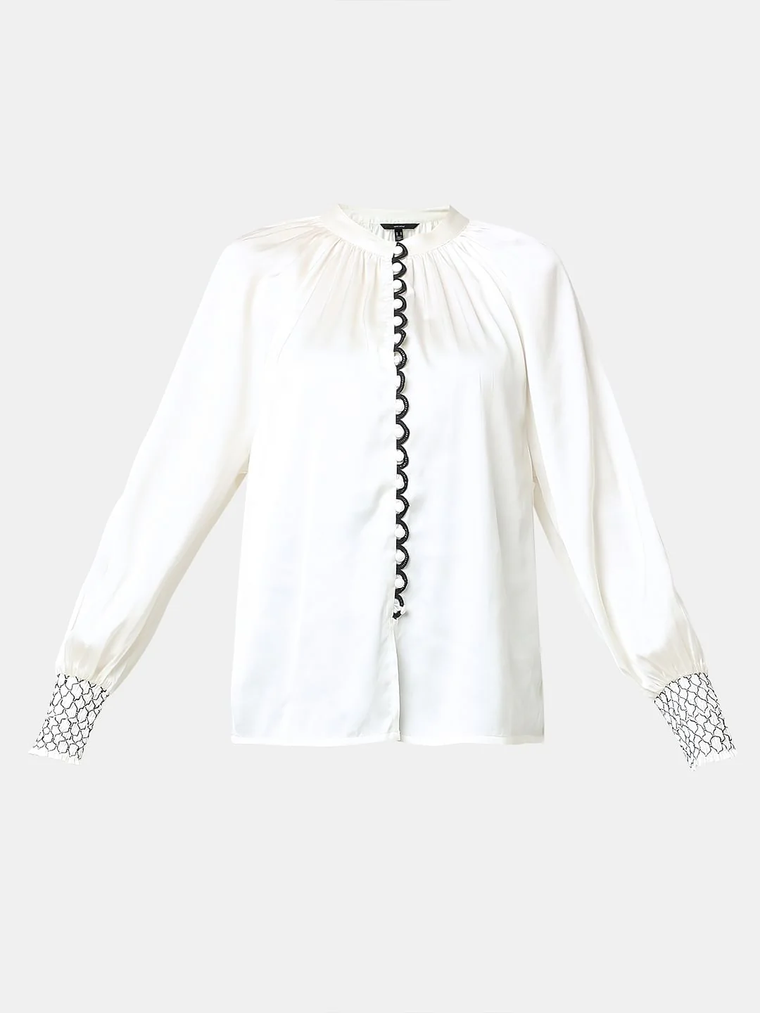 White Contrast Stitch Detail Top - Image 7