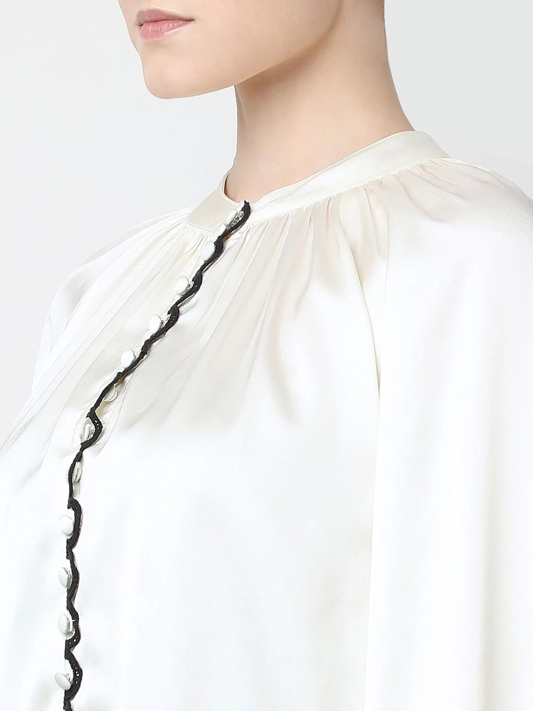 White Contrast Stitch Detail Top - Image 8