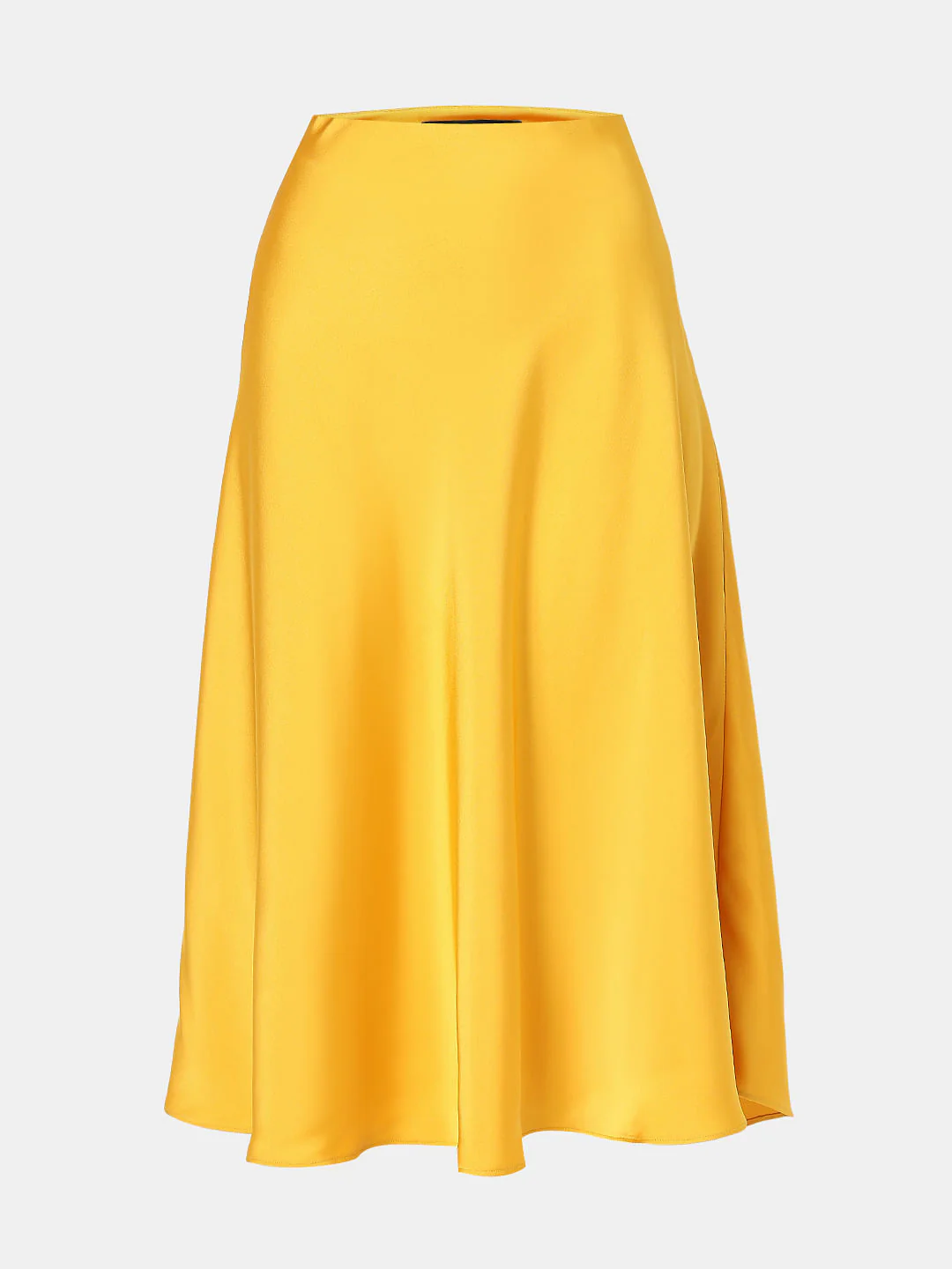 Bright Yellow Satin Midi Skirt - Image 7