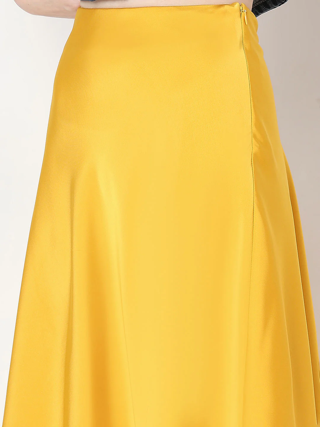 Bright Yellow Satin Midi Skirt - Image 8