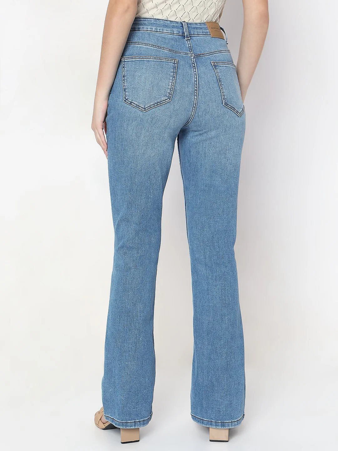 Light Blue High Rise Flared Jeans - Image 4