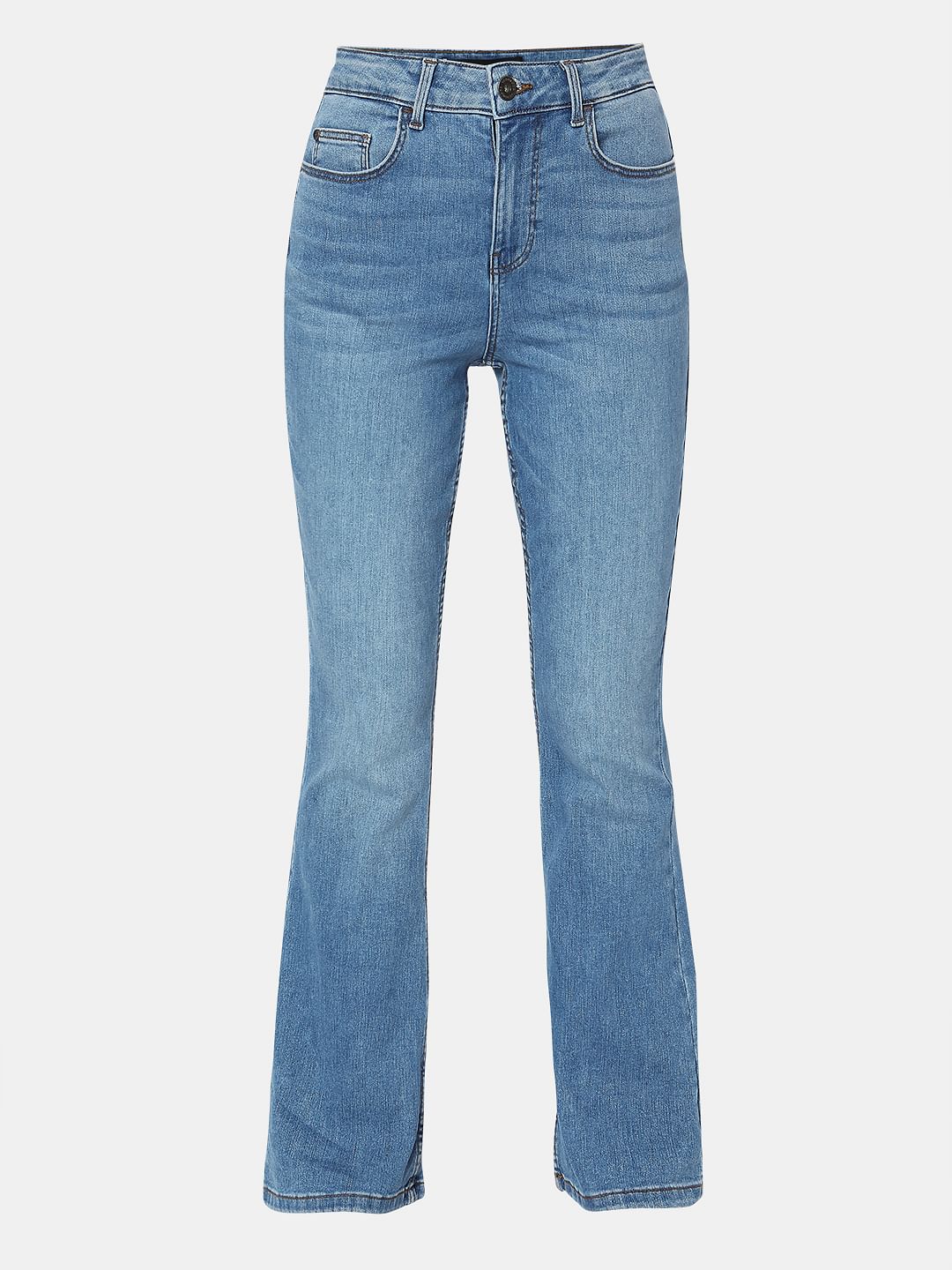 Light Blue High Rise Flared Jeans - Image 7