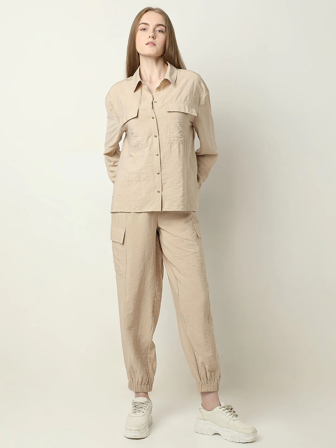 Beige Co-Ord Set Utility Shirt - Image 5