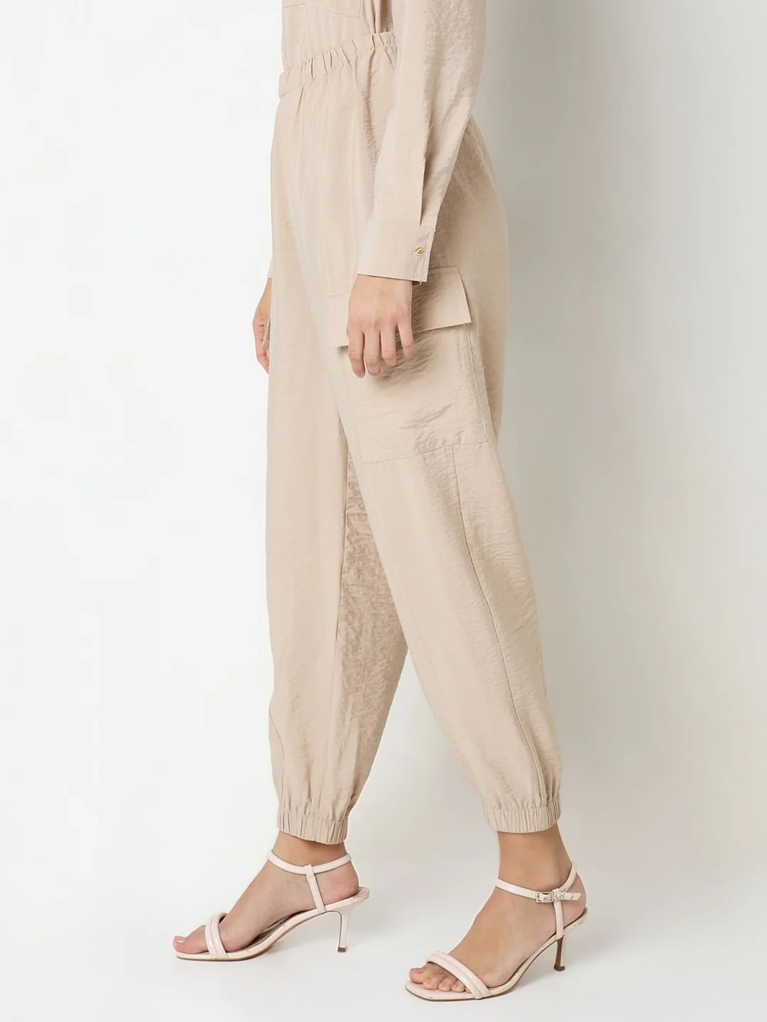 Beige Co-Ord Set Utility Pants - Image 3