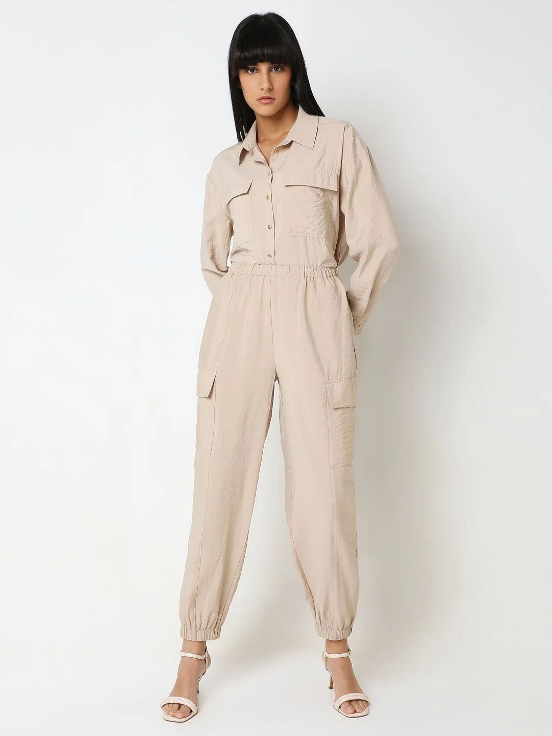 Beige Co-Ord Set Utility Pants - Image 5
