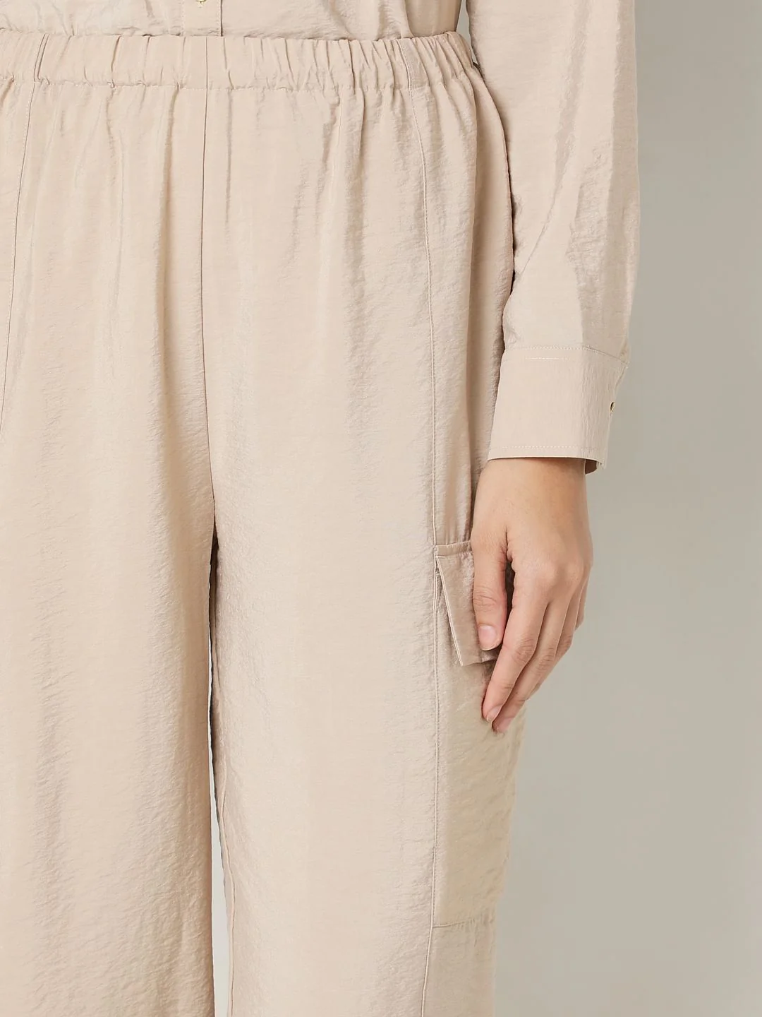Beige Co-Ord Set Utility Pants - Image 6