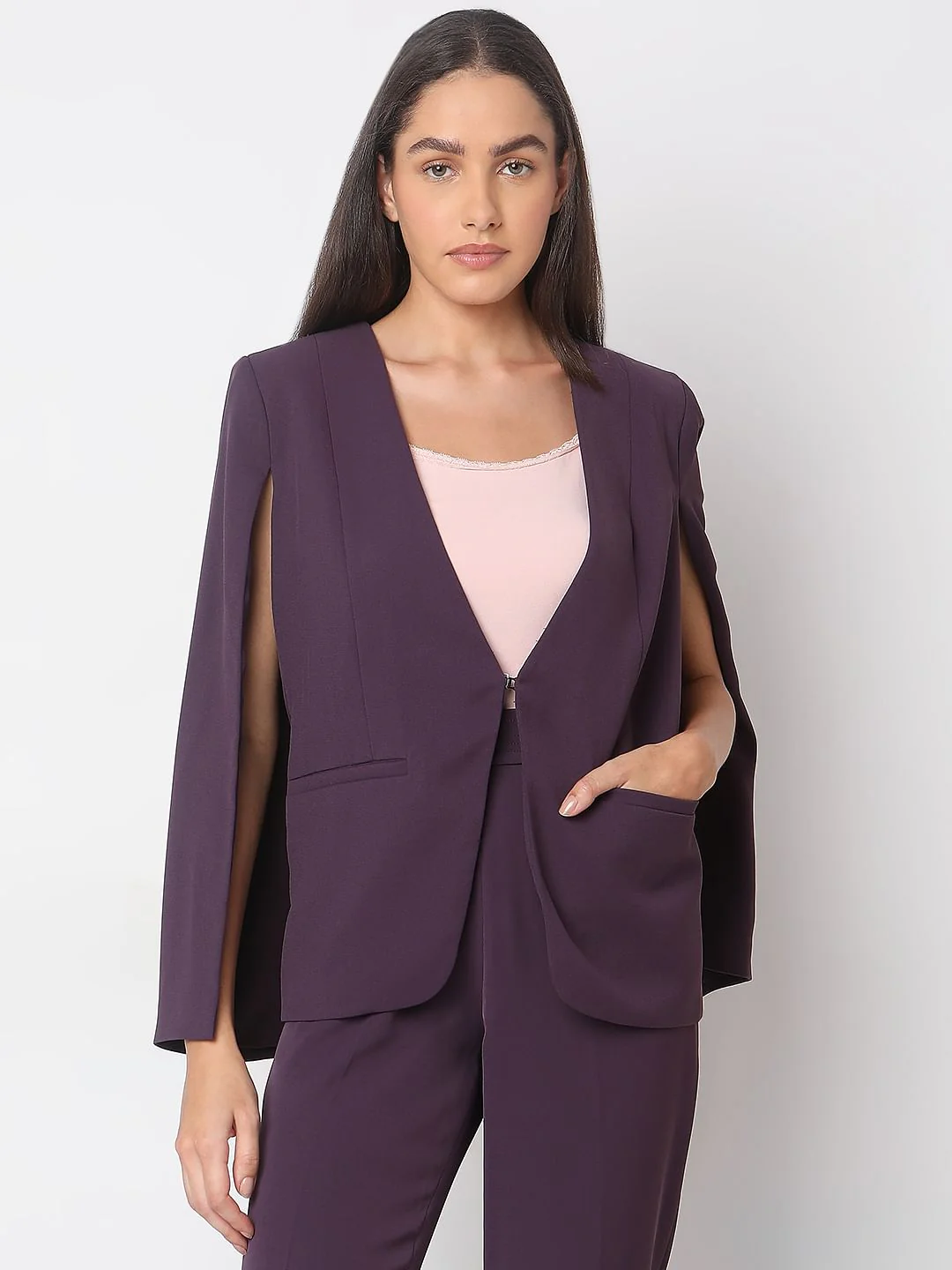 Purple Cape Sleeves Co-Ord Set Blazer - Image 2