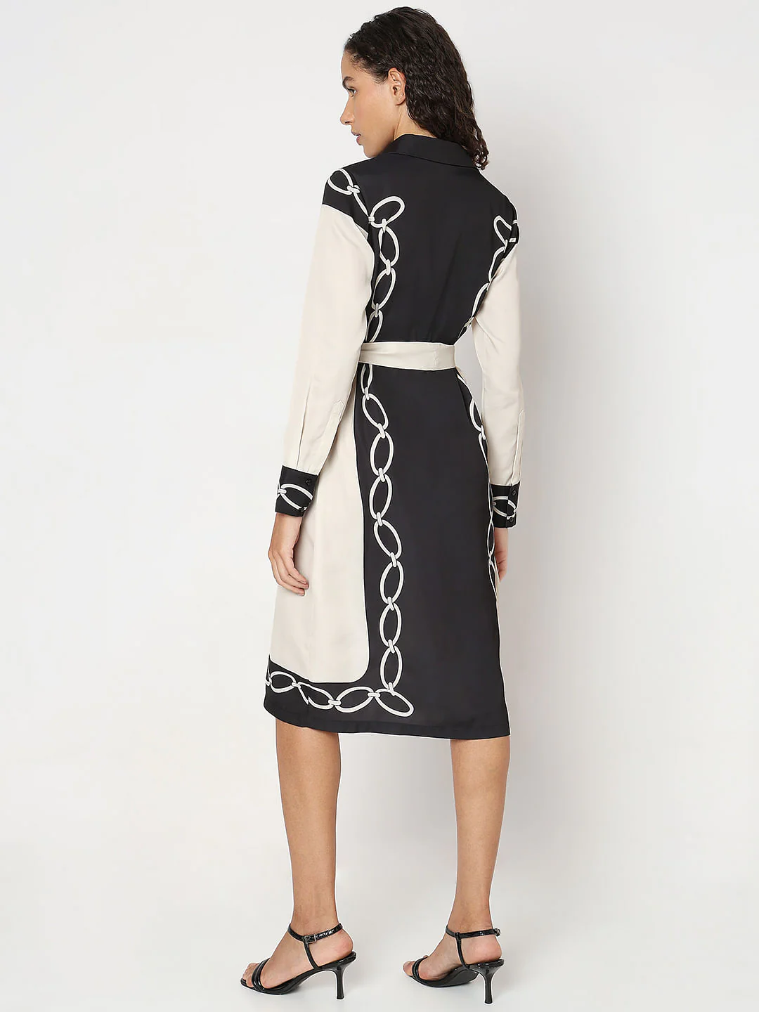 Beige Printed Shirt Dress - Image 4