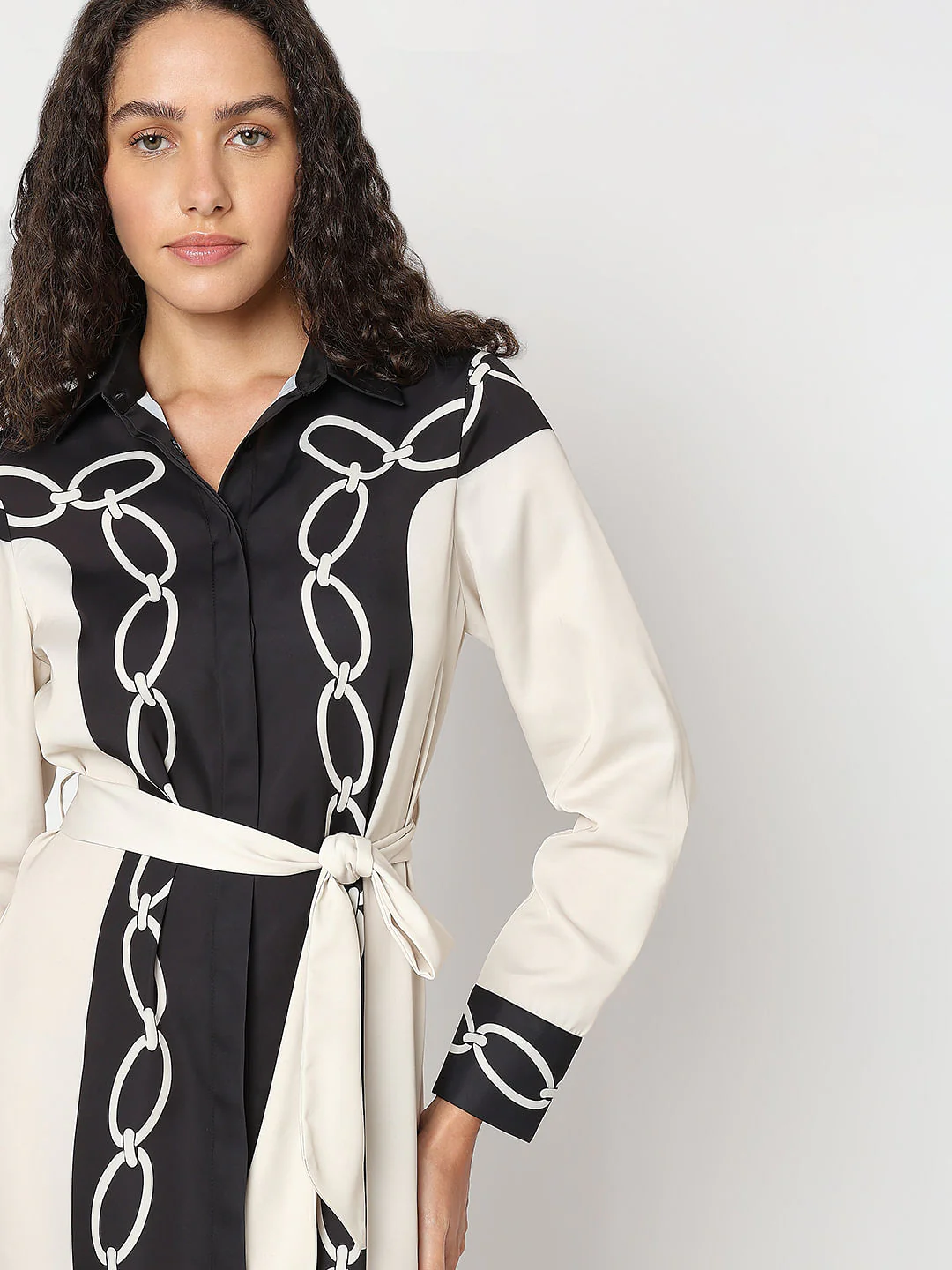 Beige Printed Shirt Dress - Image 5