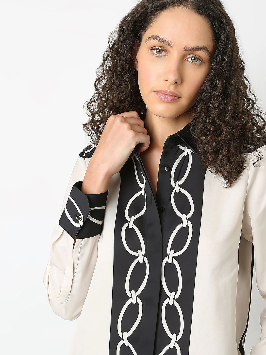 Beige Printed Co-Ord Set Shirt - Image 6